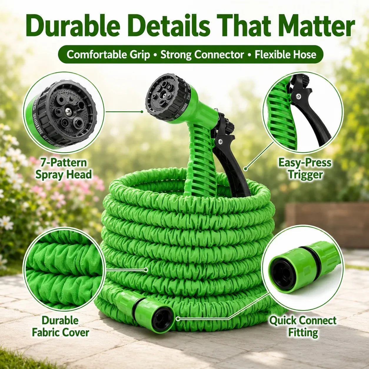 High Pressure Retractable Expandable Garden Hose With Spray Nozzle