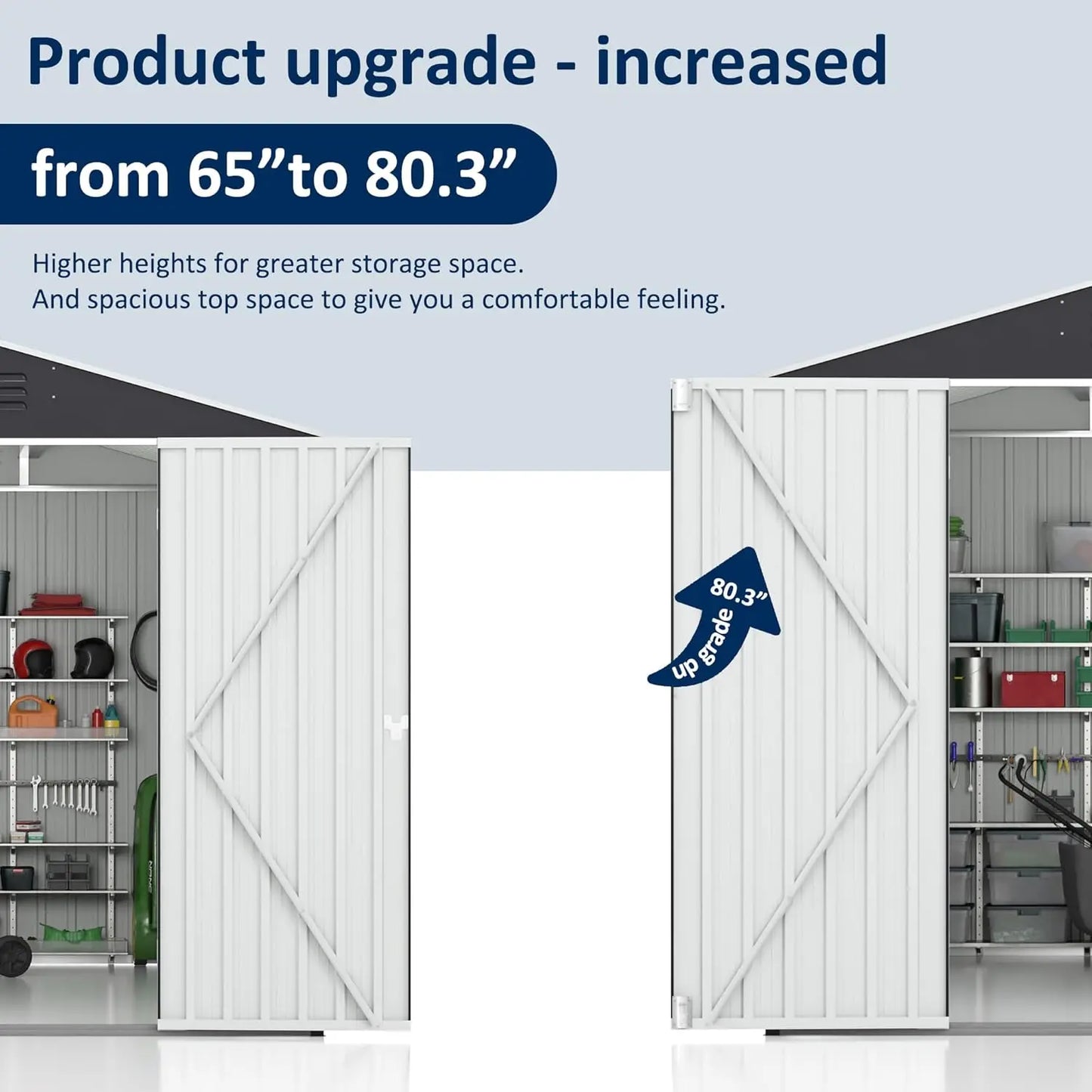 Metal Garden Storage Shed With Lockable Doors And Upgraded Frame