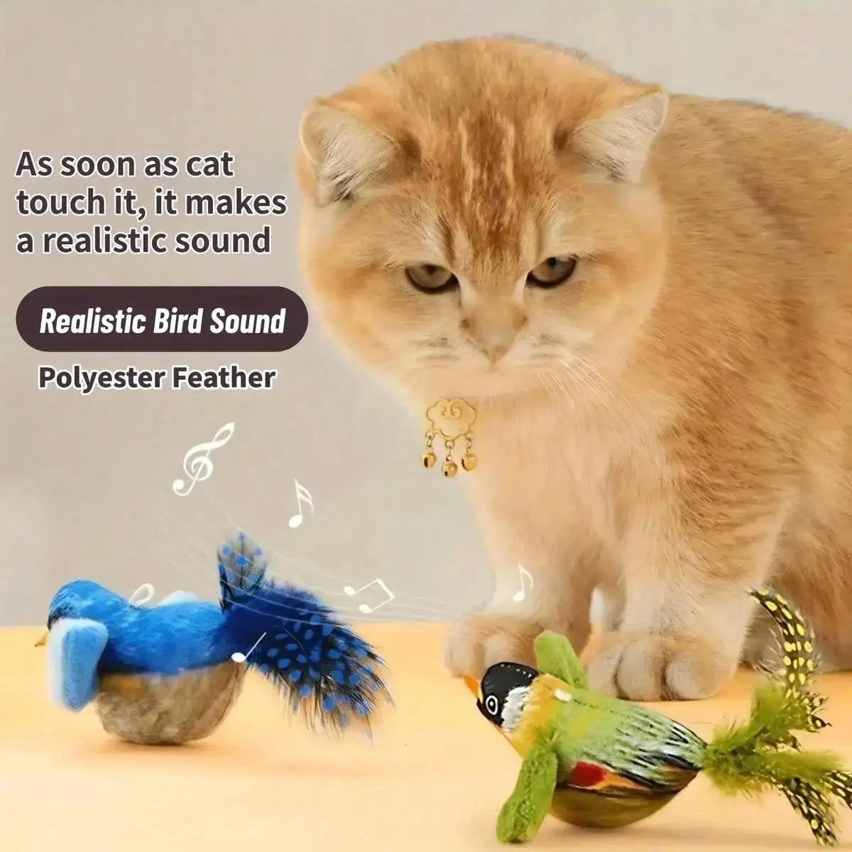 Interactive Cat Toy With Realistic Bird Sounds No Battery Required