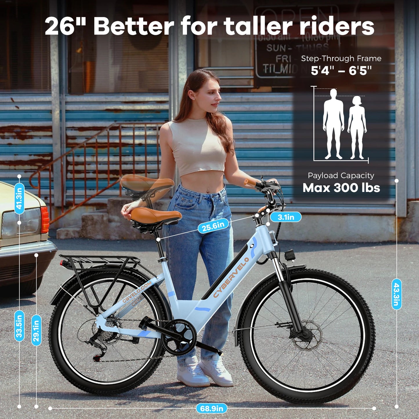 CYBERVELO EK2 1000W Electric Bike for Adults with Removable Battery