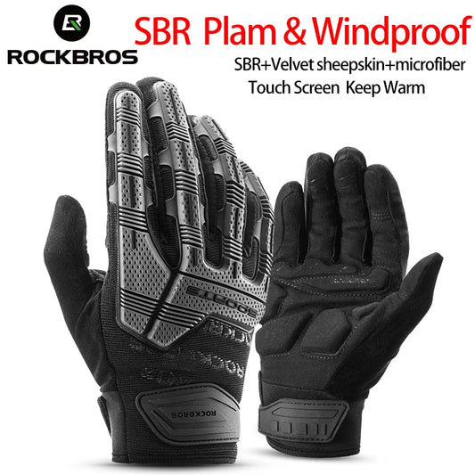 ROCKBROS Thermal Cycling Gloves Windproof Touchscreen Full Finger Shockproof