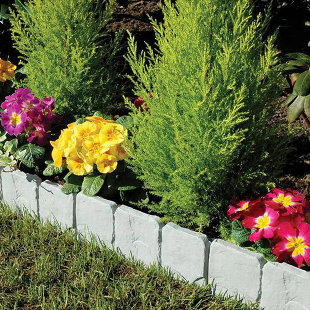 Shunmaii Garden Edging Border Set 10 Pieces Plastic Imitation Stone