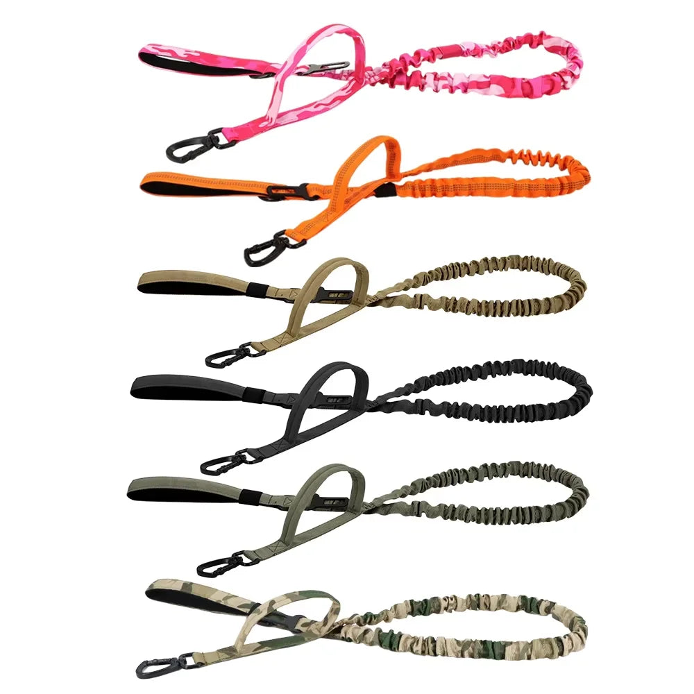 Tactical Dog Leash Adjustable Elastic Rope With Dual Control Handles