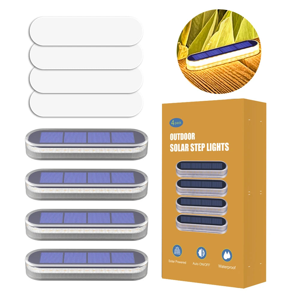 Solar Deck Lights IP68 Waterproof Auto On Off 4 Pack Five Ton Anti Pressure