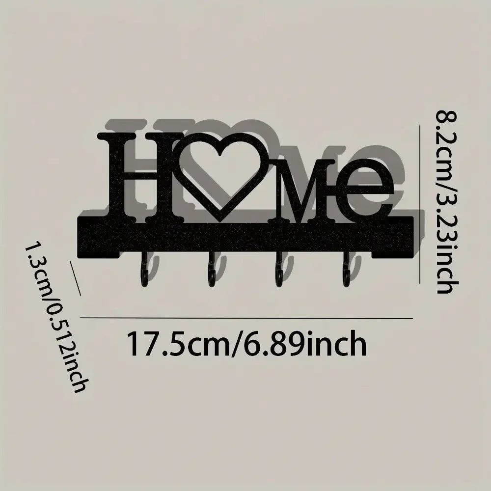 Heart Shape Wall Mounted Key Holder Entryway Organizer Adhesive Hooks