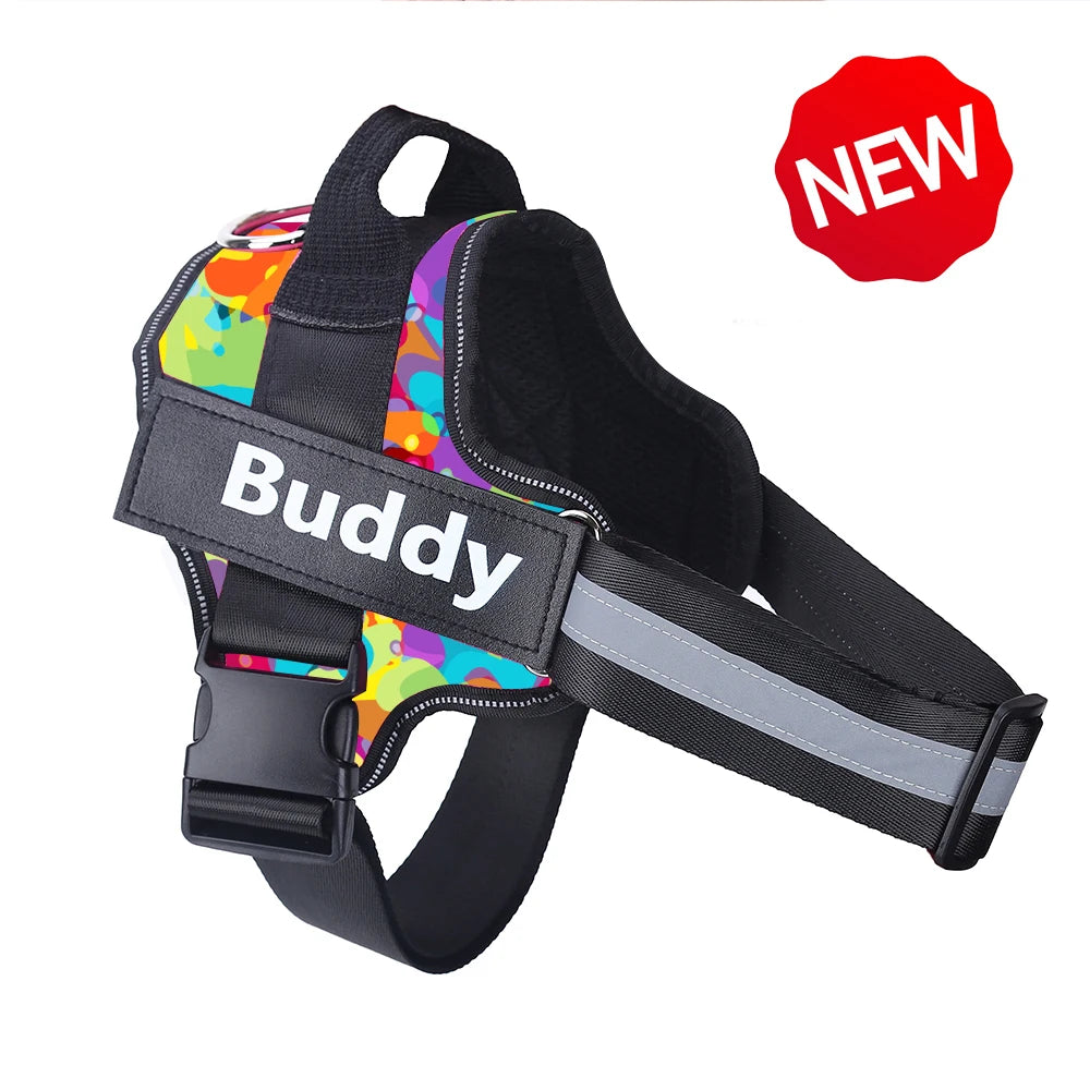 Bolux No Pull Reflective Breathable Adjustable Dog Harness Vest With ID Patch