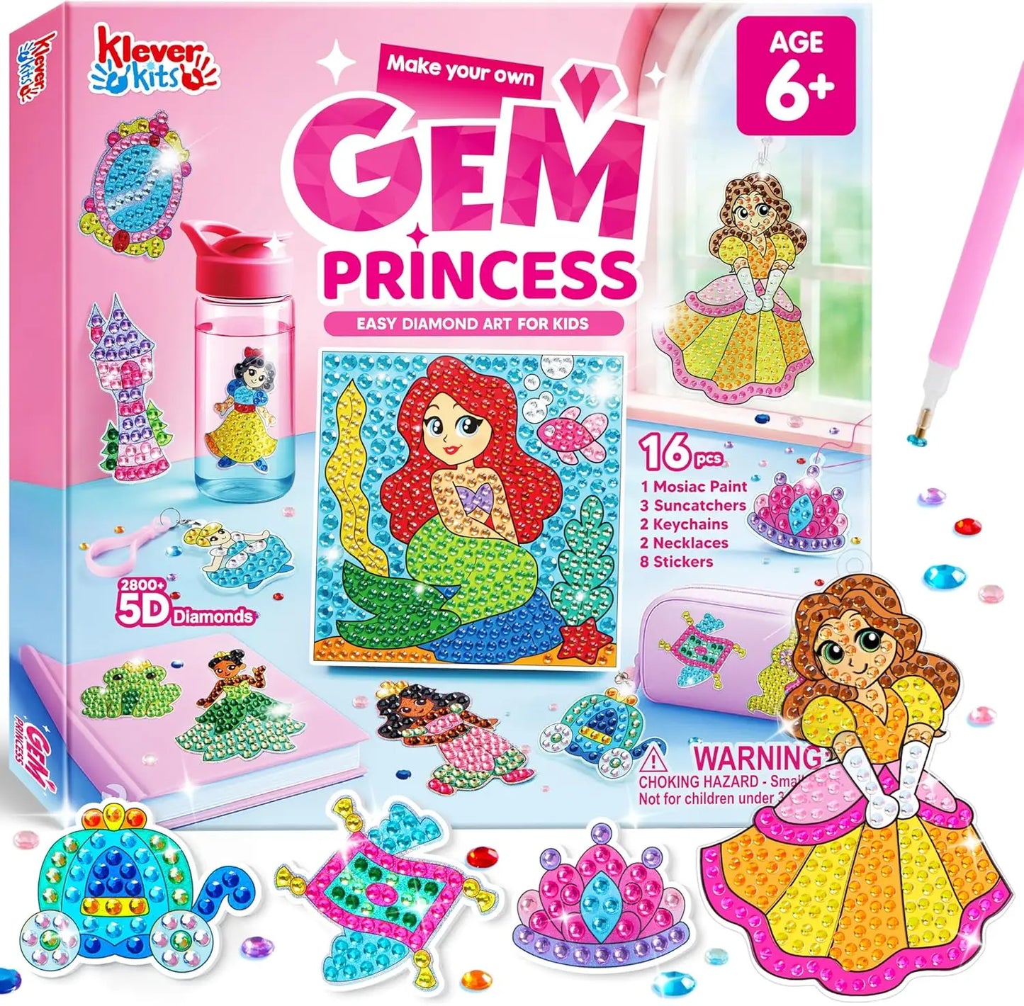 Joyfy 16 Projects Gem Painting Kit With 5D Gems For Girls Ages 6 12