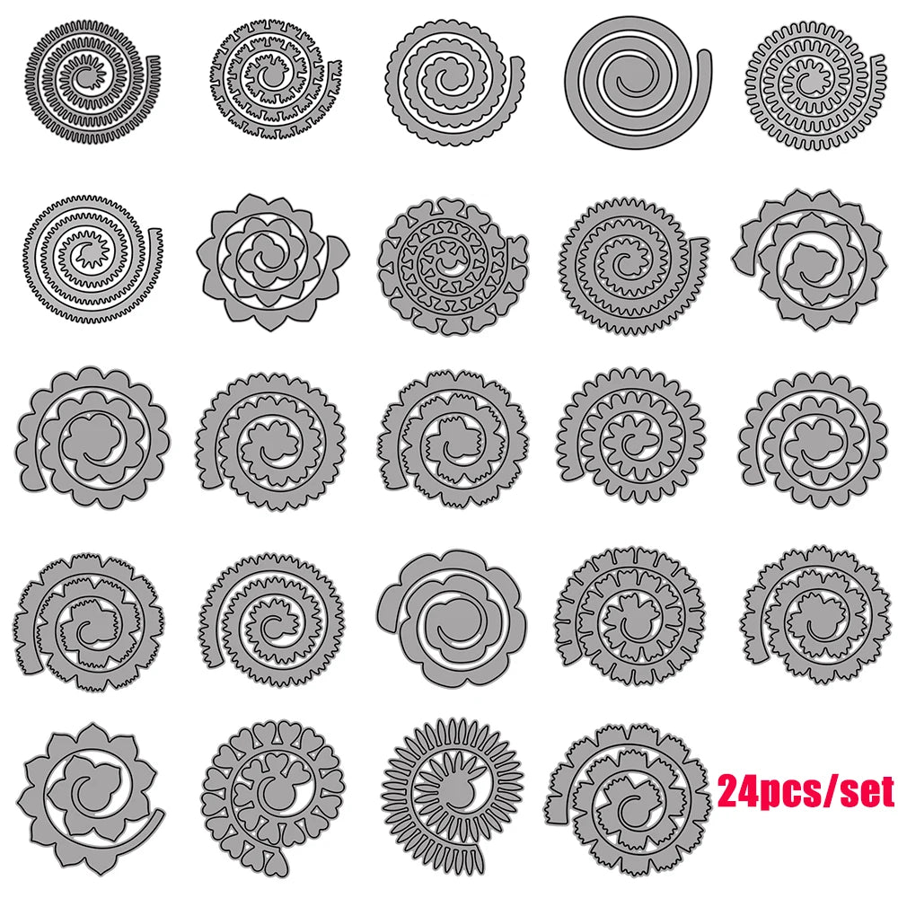 3D Spiral Flower Garland Cutting Dies For Scrapbooking Card Making