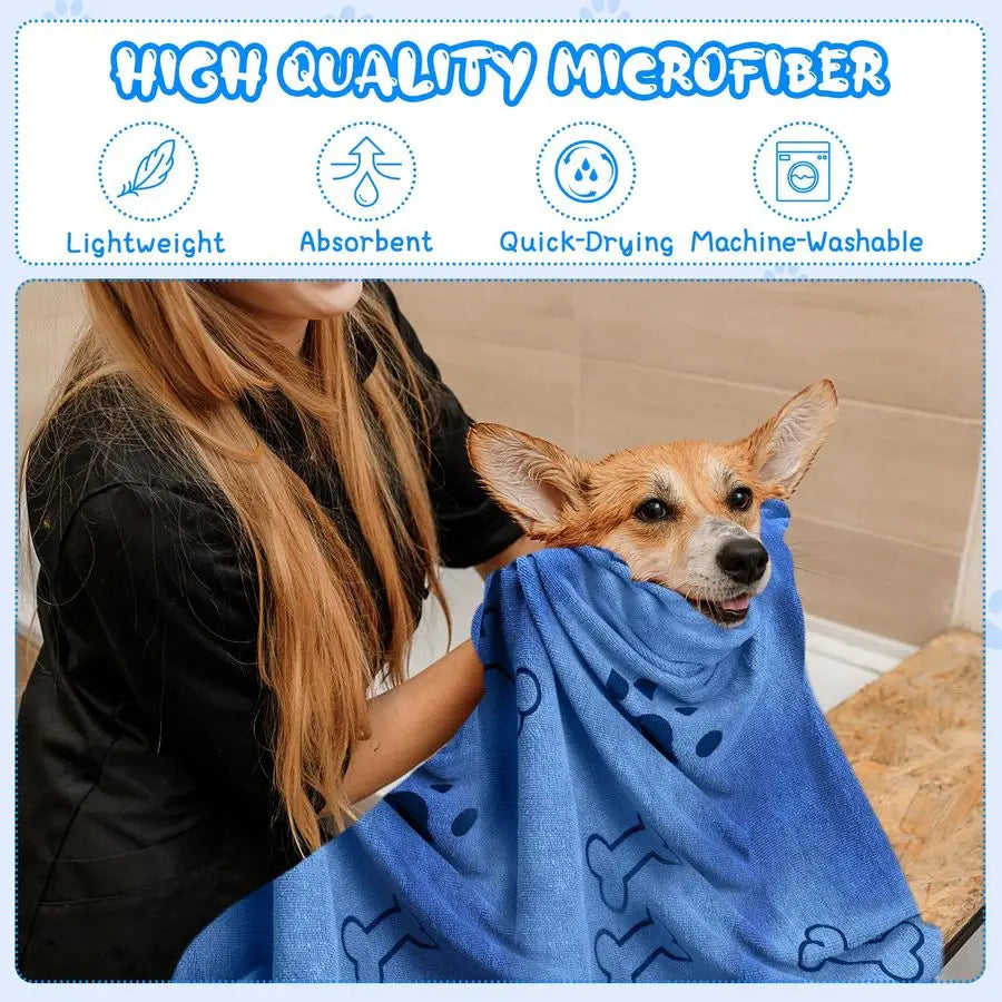 Dog Grooming Towels Microfiber 12 Pack Quick Dry Absorbent