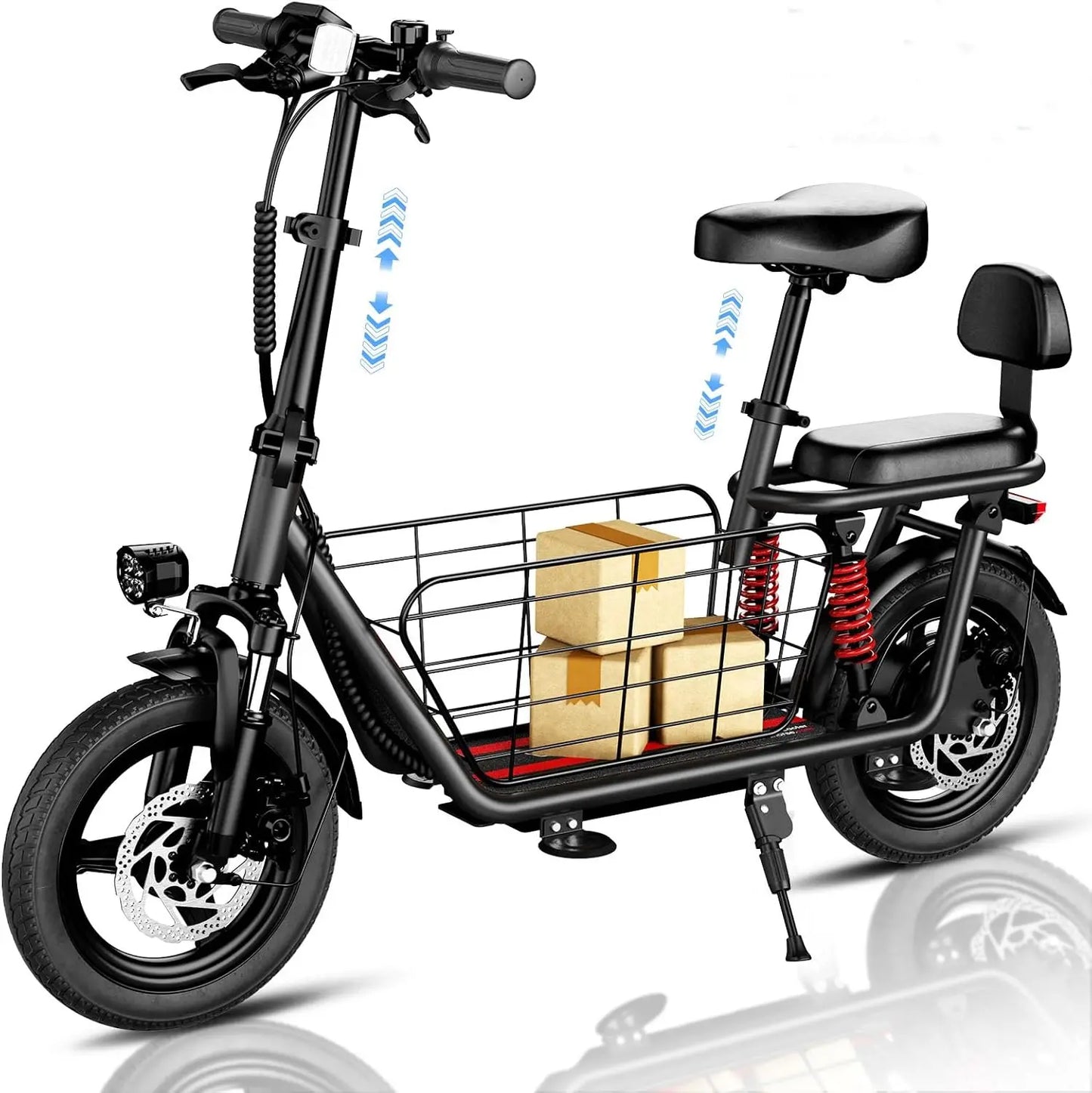 LELEKUAI Adult Electric Bike 500W 48V Foldable With Basket