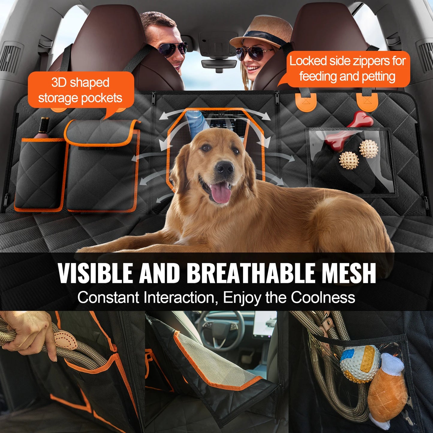 SucceBuy Waterproof Dog Car Seat Cover with Mesh Window Pocket