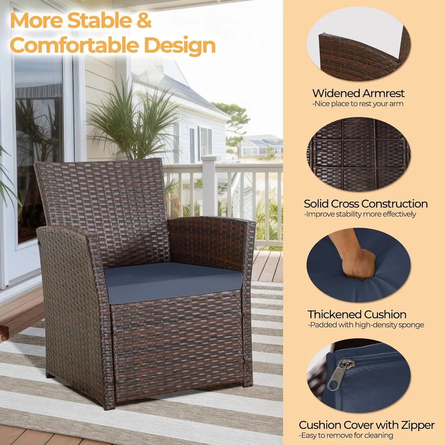 Outdoor Patio Furniture Set With Rattan Table And Chairs