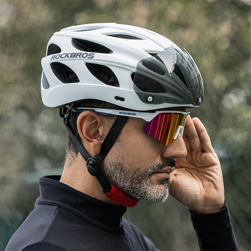 ROCKBROS Cycling Helmet With Integrated Goggles For MTB Road Use