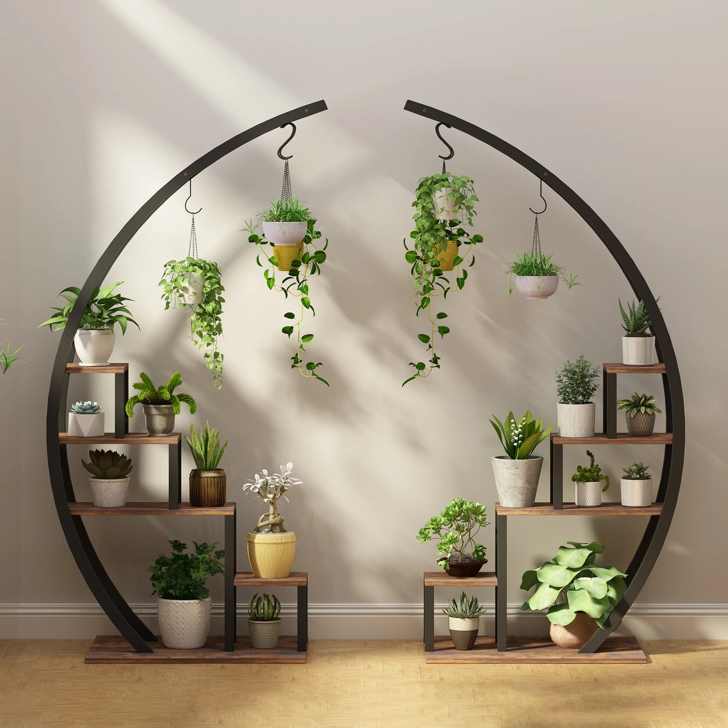TWISTER.CK 5 Tier Half Moon Plant Stand Indoor Hanging Shelf