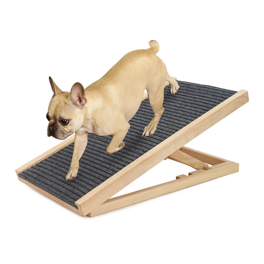 TWISTER.CK Pet Dog Ramp Ladder Natural Pine Wood Folding Antiskid