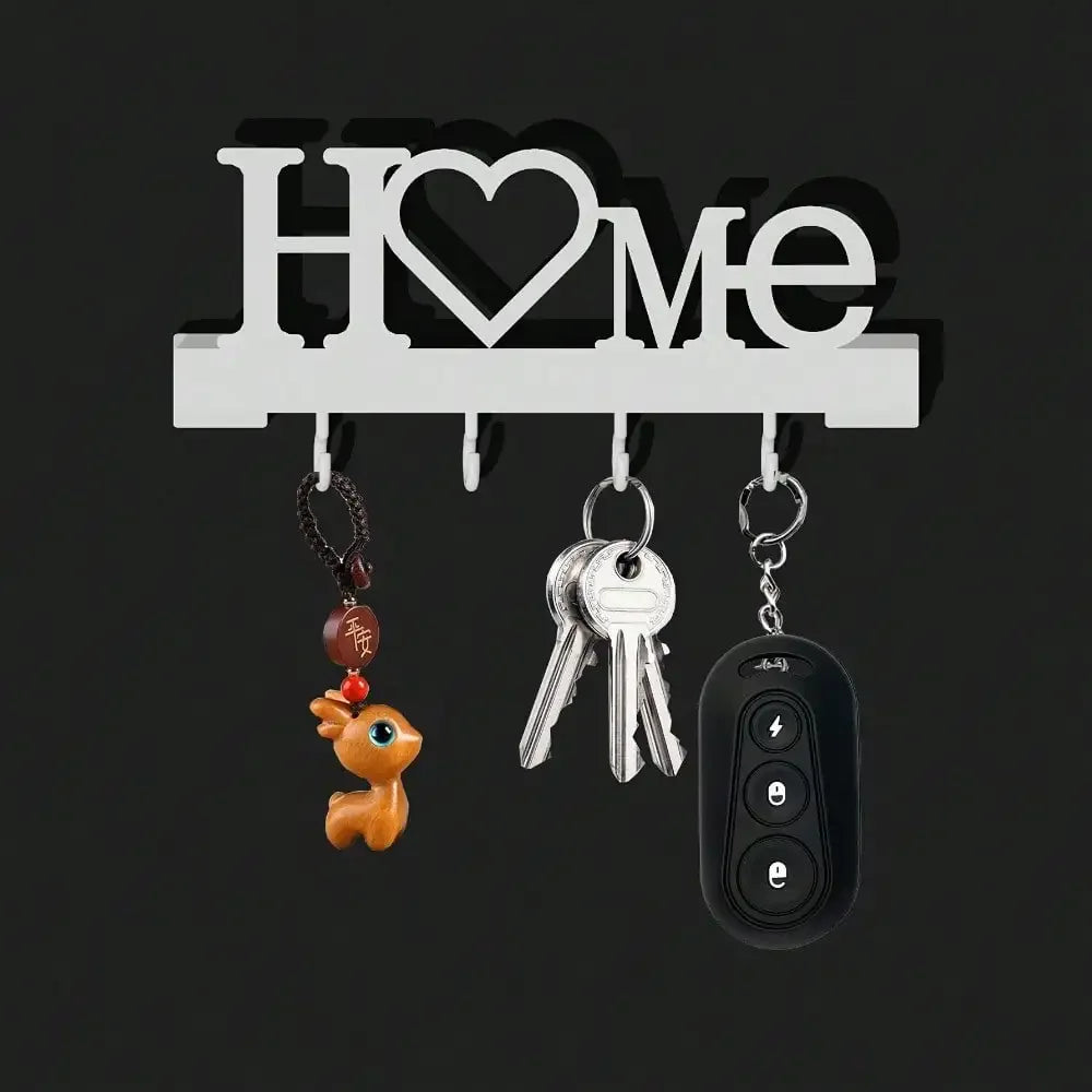 Heart Shape Wall Mounted Key Holder Entryway Organizer Adhesive Hooks
