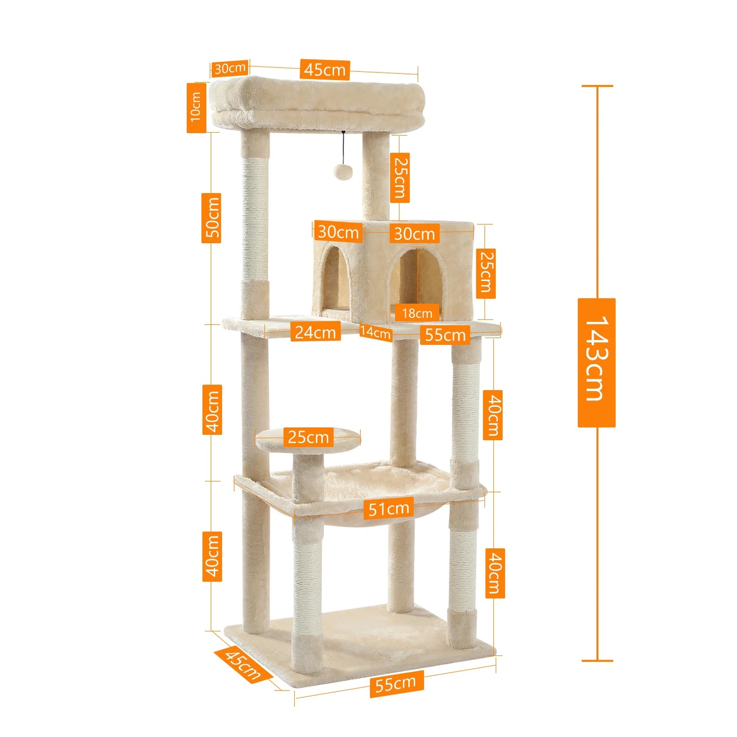 PAWZ Road Cat Tree Indoor 5 Level Tower Sisal Posts