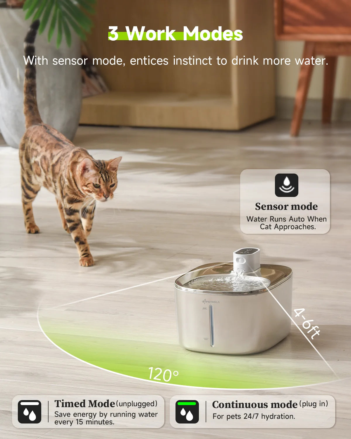 APETDOLA Wireless Cat Water Fountain Auto Sensor For Cats And Dogs