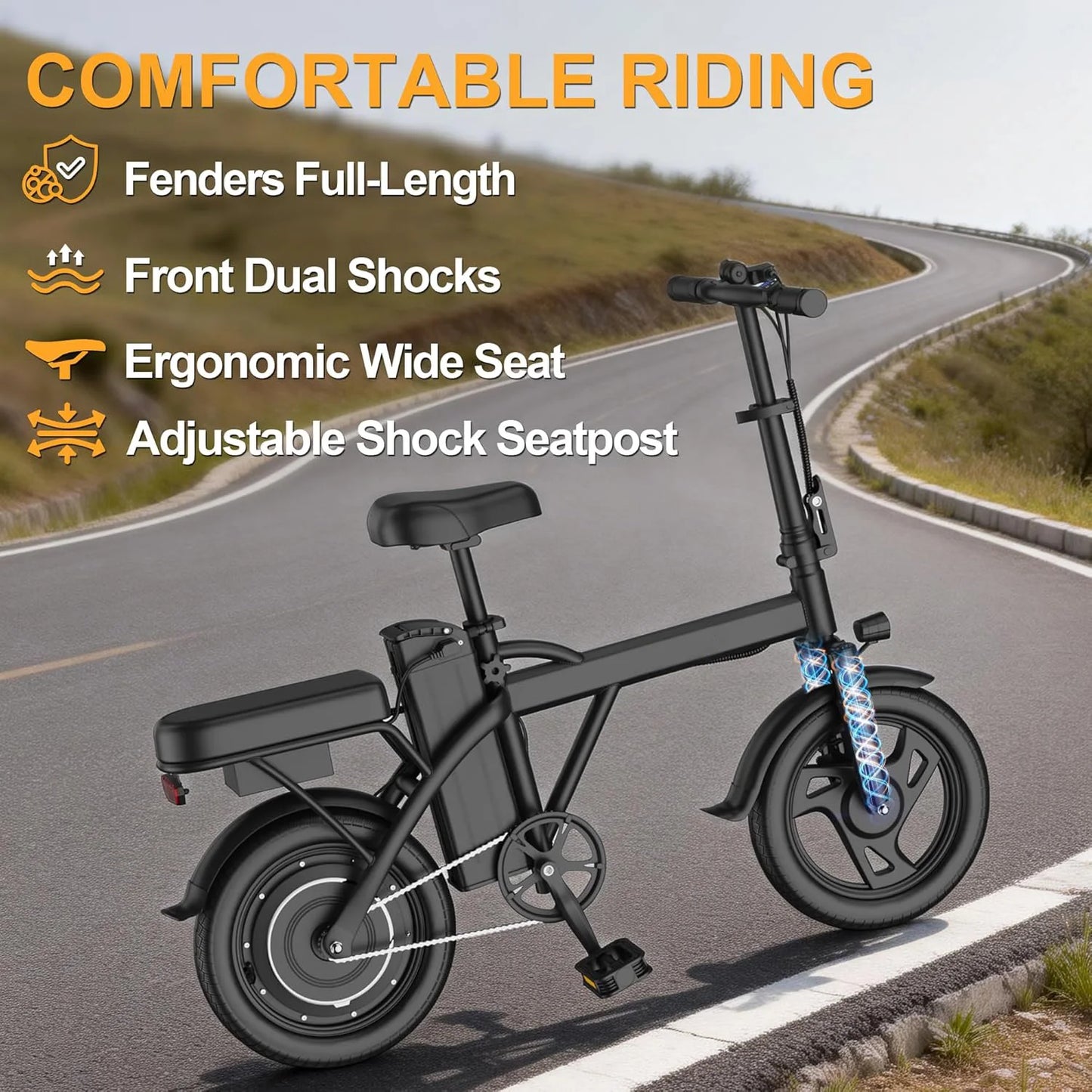 Ladped Foldable Electric Bike 500W 48V Battery Two Seat For Adults