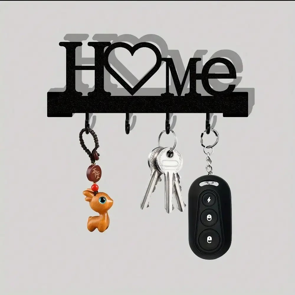 Heart Shape Wall Mounted Key Holder Entryway Organizer Adhesive Hooks