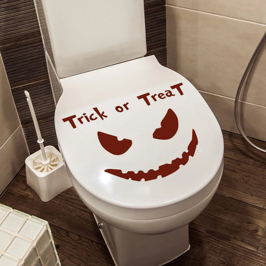 Halloween pumpkin ghost face creative toilet sticker removable Halloween decoration funny pumpkin face bathroom toilet sticker