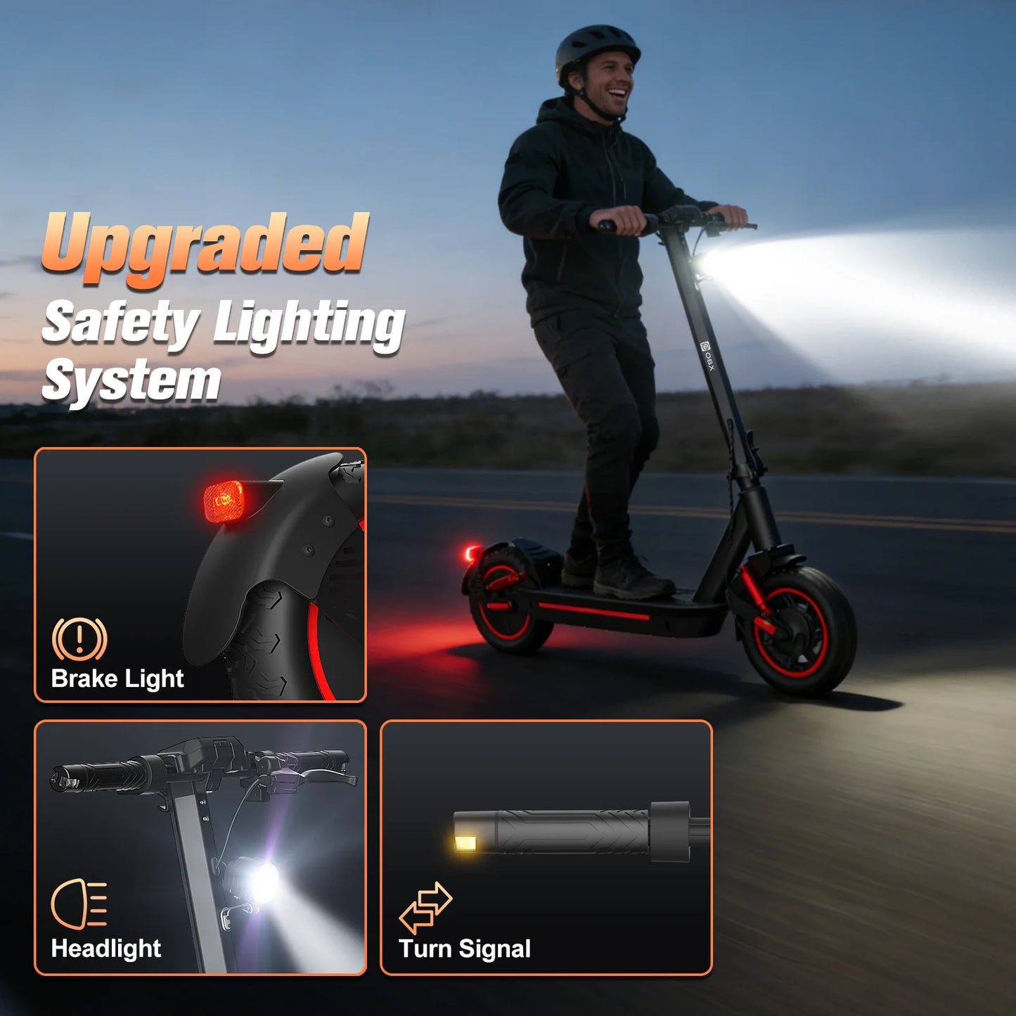 Electric Foldable Scooter 30 MPH Dual Motor 1200W Peak Range